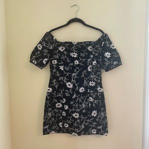 Leith Black and White Floral Mini Dress